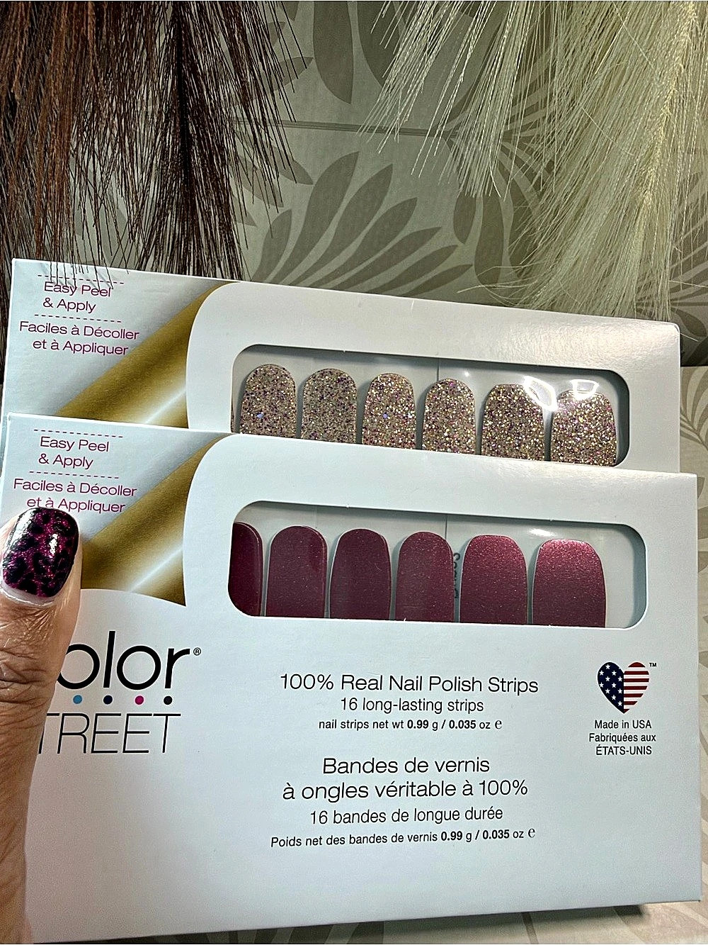 Color Street 100% Real Nail Polish Strips Pink & Gold